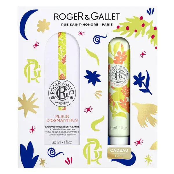 Conjunto de presente Roger & Gallet: Água perfumada benéfica com flor de Osmanthus 30ml e creme para as mãos 30ml