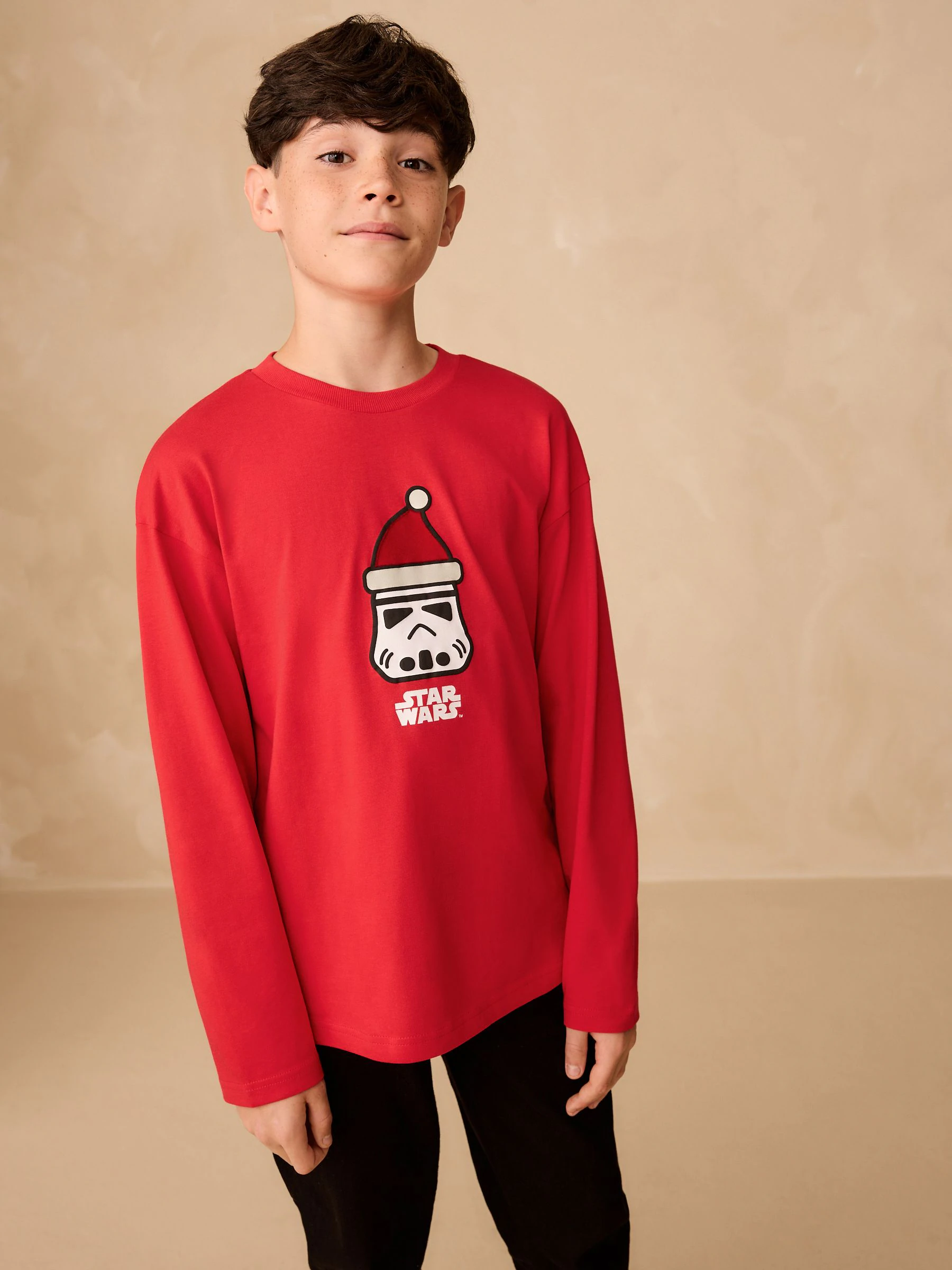 Rood Star Wars™ - Kerst-T-shirt met lange mouwen (3-16jr)