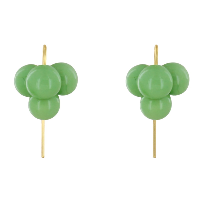 Boucles d'Oreilles Crochet Laiton et Bouquet de Perles de Verre