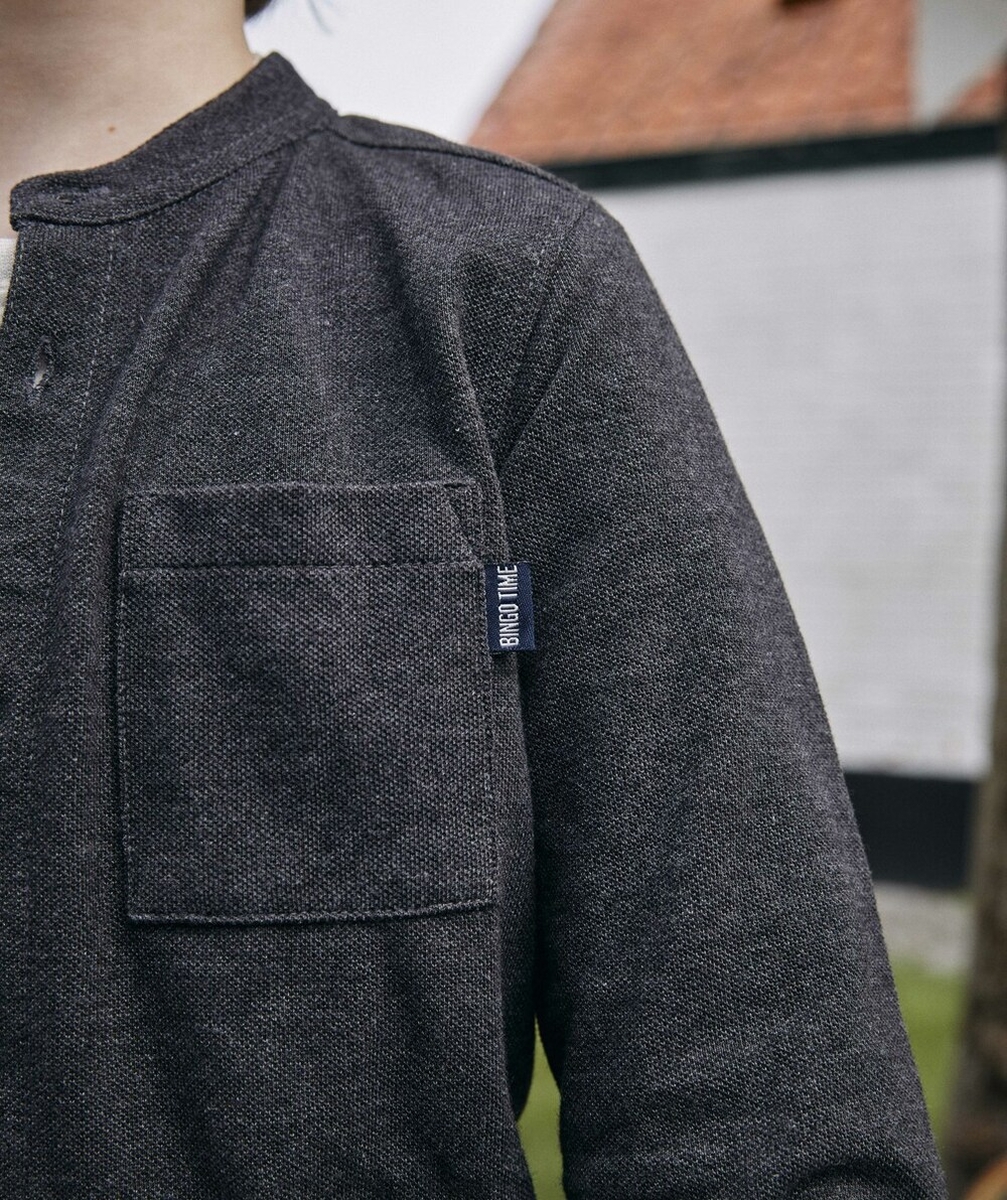 CHEMISE GARÇON GRISE EFFET COTON PIQUÉ AVEC POCHE
