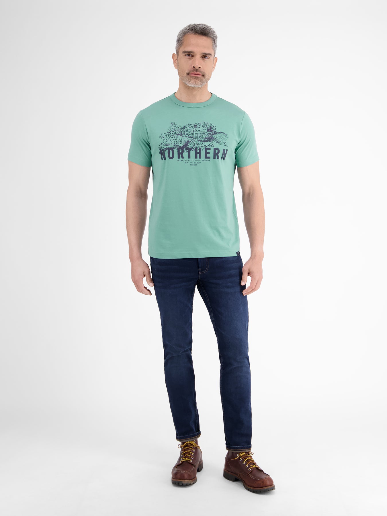 Unifarbenes T-Shirt mit Brustprint