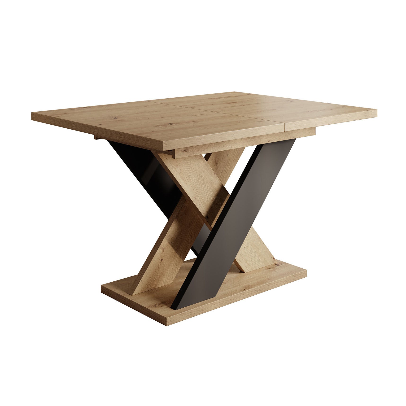 Xandra - Eetkamertafel - Eiken/zwart - 120x90x75 cm