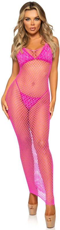 Leg Avenue Grove Net Halterjurk - Roze