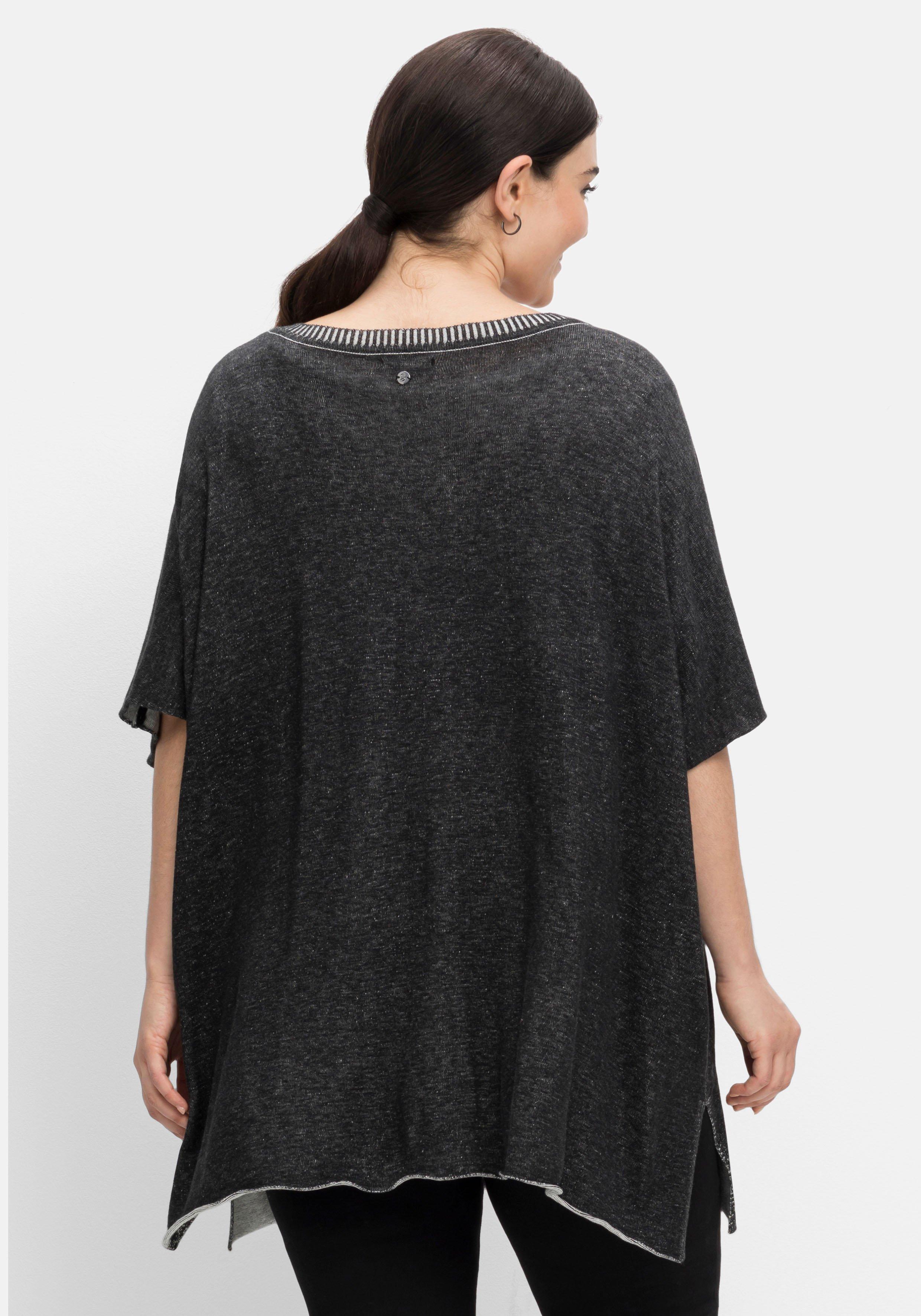 Kurzarmpullover mit V-Ausschnitt und Taschen
