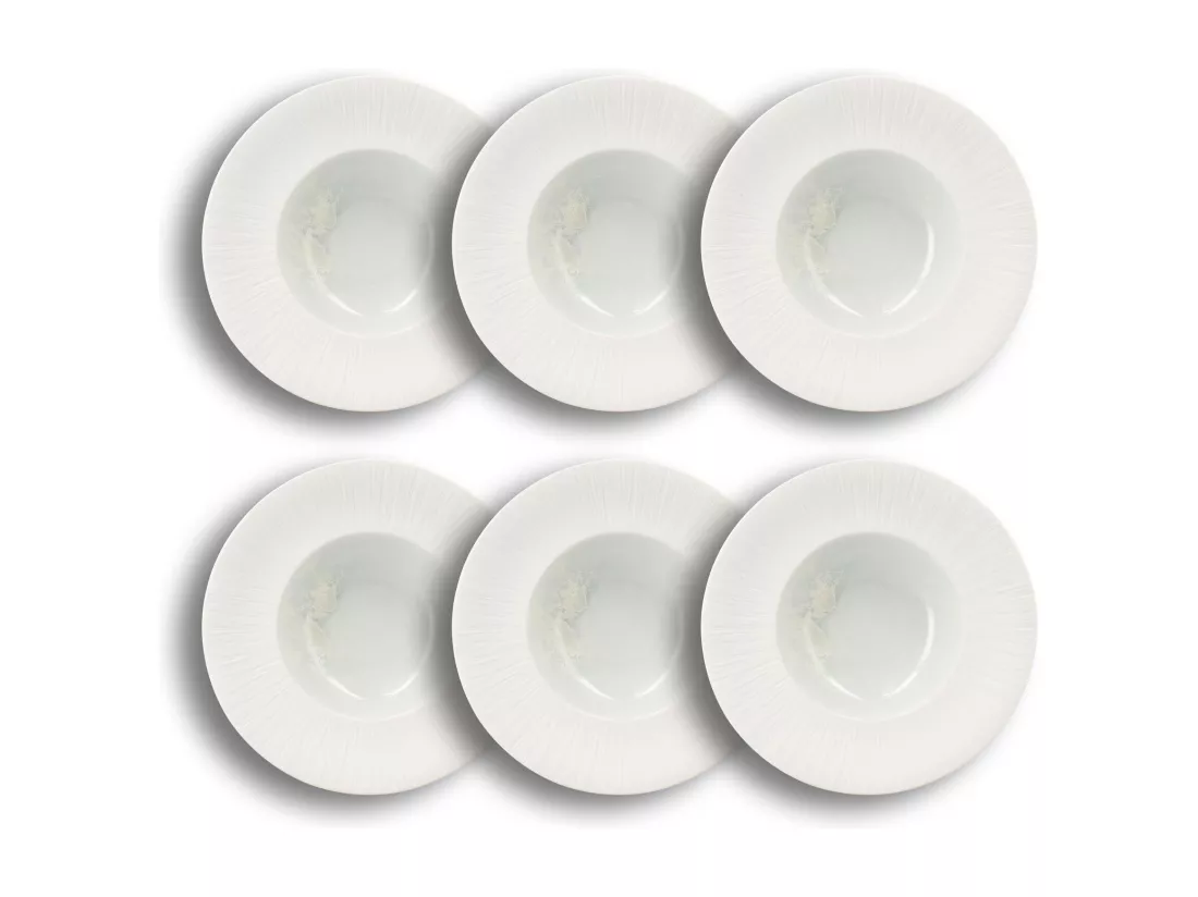 Ogo Living - Lot 4 Assiettes Gourmet Urus 23.5cm En Porcelaine Bleu Et Blanc