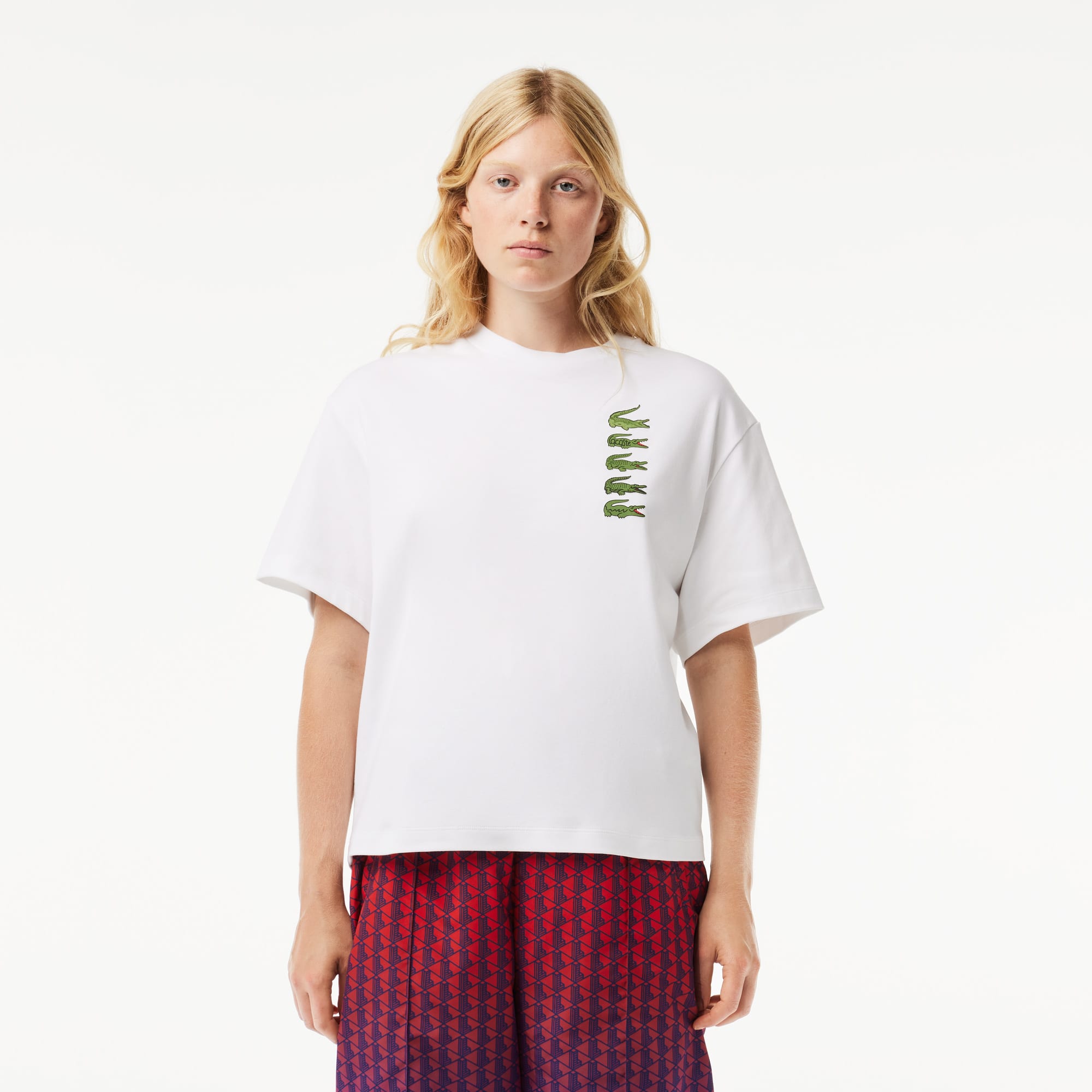 T-shirt oversize imprimé crocodiles iconiques T-Shirts - Blanc - Lacoste - Femme