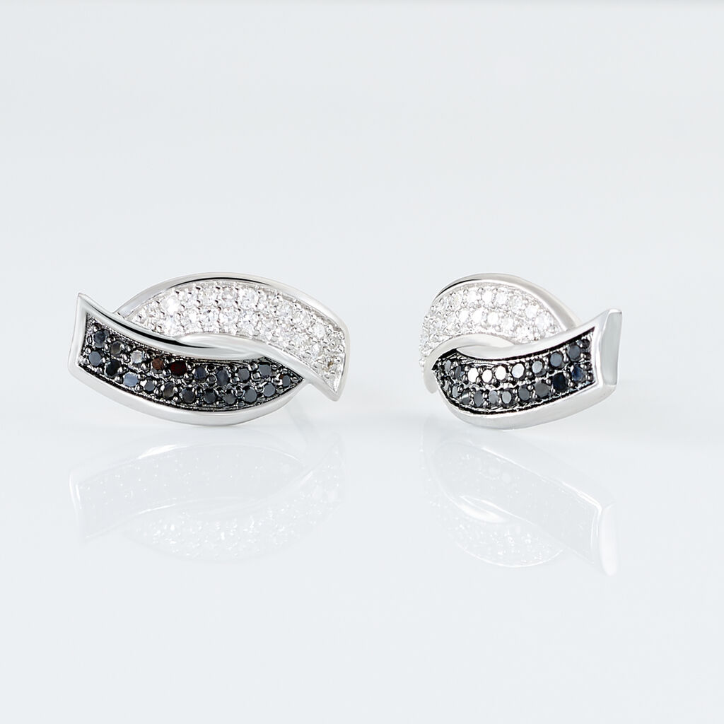 Boucles D'oreilles Puces Oia Or Blanc Diamant