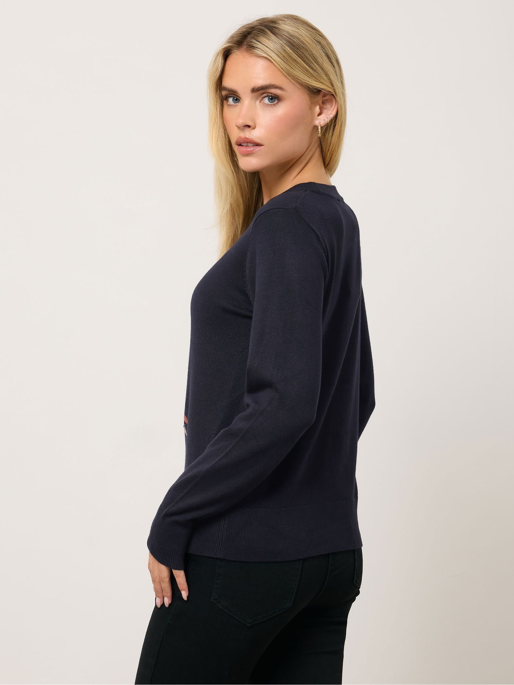M&Co Petite trui met lovertjes en kerstboomprint