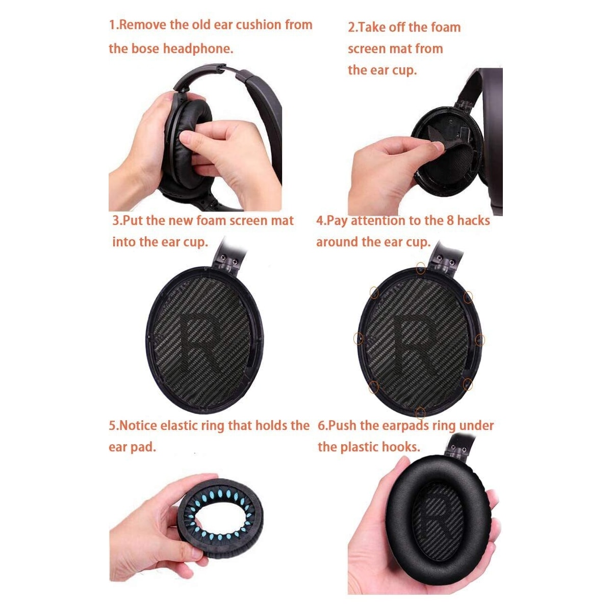 Øreputer for Bose QC35 I/II, QC25, QC15, QC 2 AE 2, AE 2i, AE 2w, SoundTrue, SoundLink Mørk grå