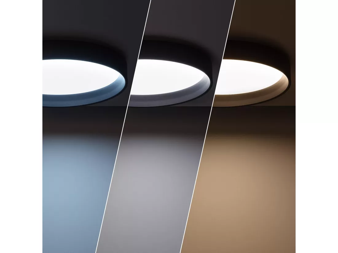 Plafonnier LED Rond Métal 30W CCT Sélectionnable Black Design Ø550 mm Sélectionnable (chaud-neutre-froid)