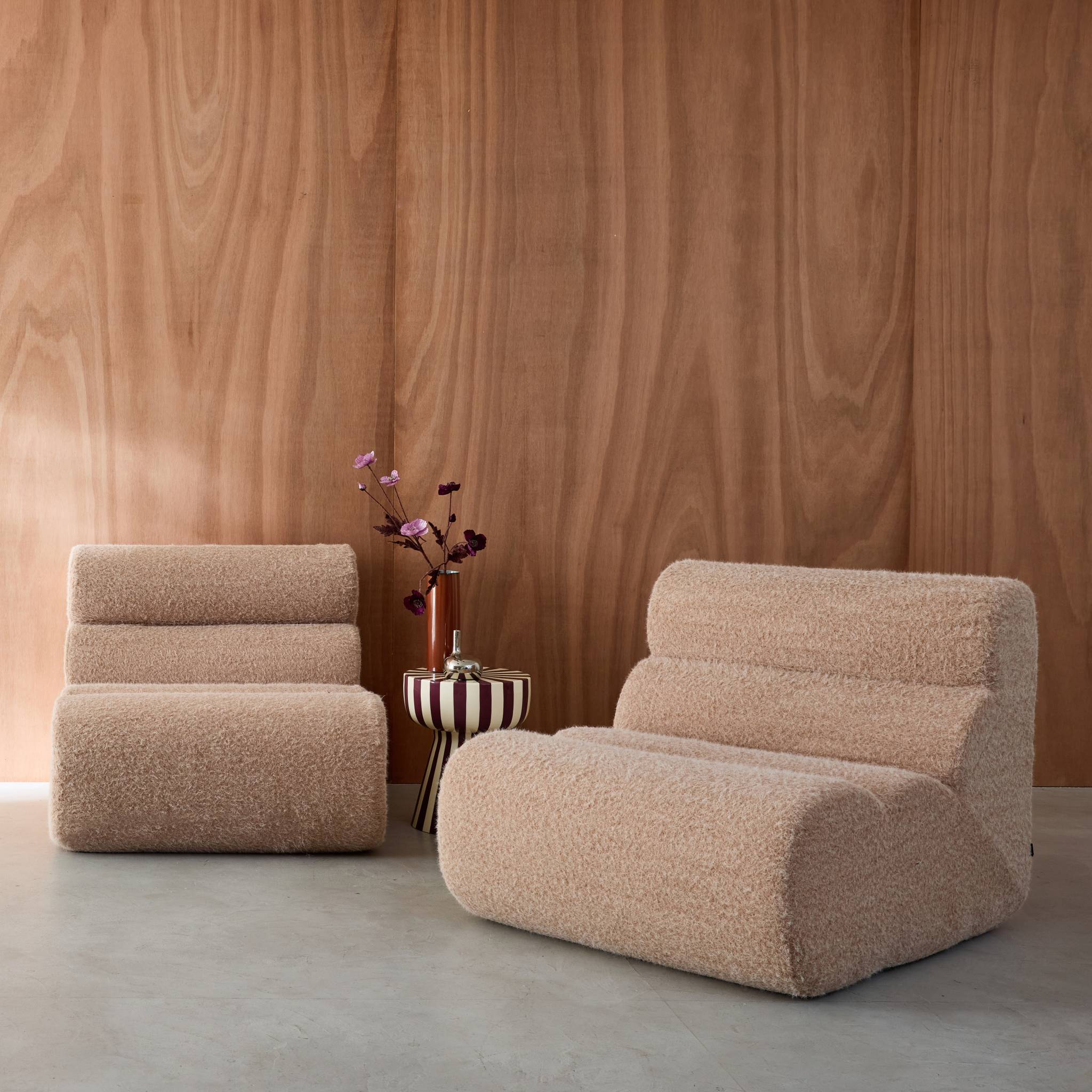 sweeek - Stoffen fauteuils effect alpaca 1 zitplaats (set van 2)