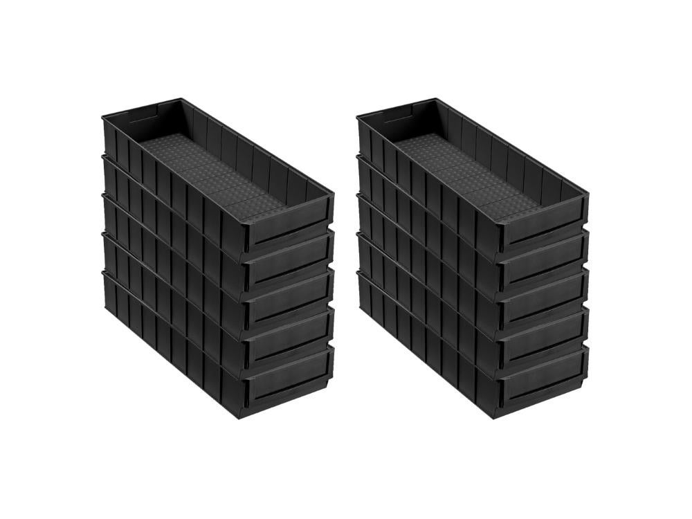 PROREGAL Geleidende industriële doos 500 B HxBxD 8,1 x 18,3 x 50 cm 6 liter ESD-opbergdoos Assortimentsdoos Kleine onderdelendoos