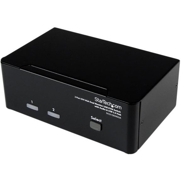 StarTech.com Switch KVM USB 2 ports DVI VGA avec audio - Commutateur concentrateur USB 2.0