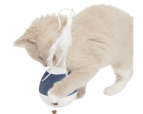 catit Pixi Spinner snack dispenser, interactief, wit & blauw, geactiveerd door aanraking