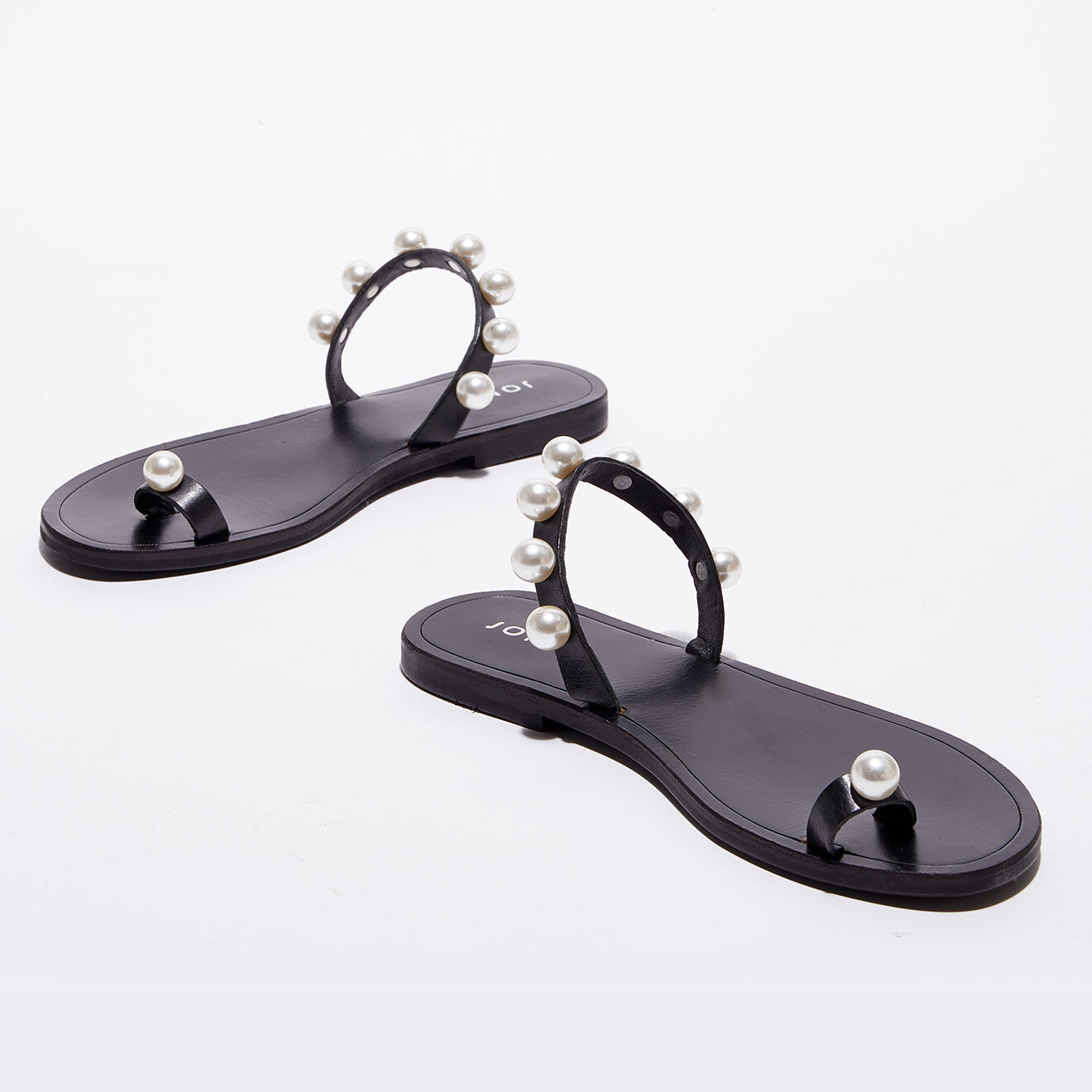 Jonak Mules plates en Cuir Waddle à perles noires