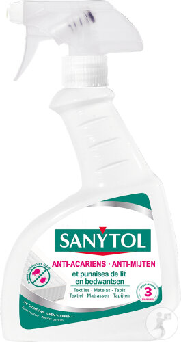 Sanytol Spray Anti-Acariens Et Punaise De Lit Textiles Matelas Tapis 300ml
