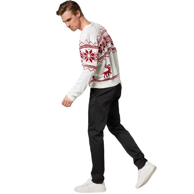 Julesweater Winterland rød-hvid