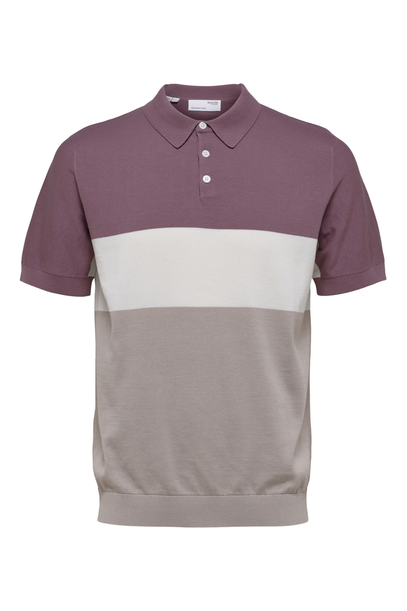 Camisa polo de manga curta em malha de algodão orgânico. - Lilás