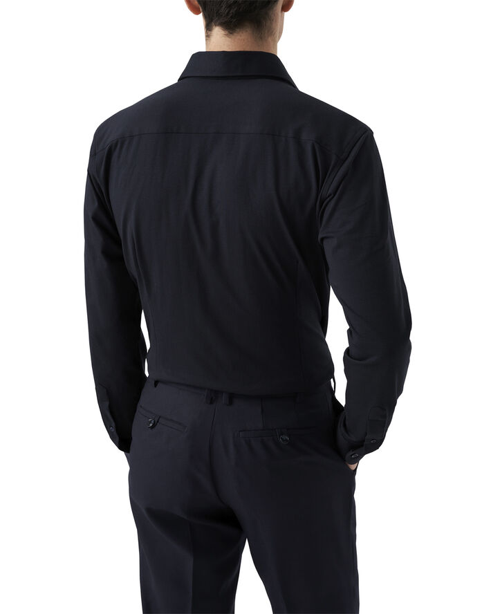 ETON Contemporary Fit Navy Blue Solid Four-Flex Stretch Shirt Blå