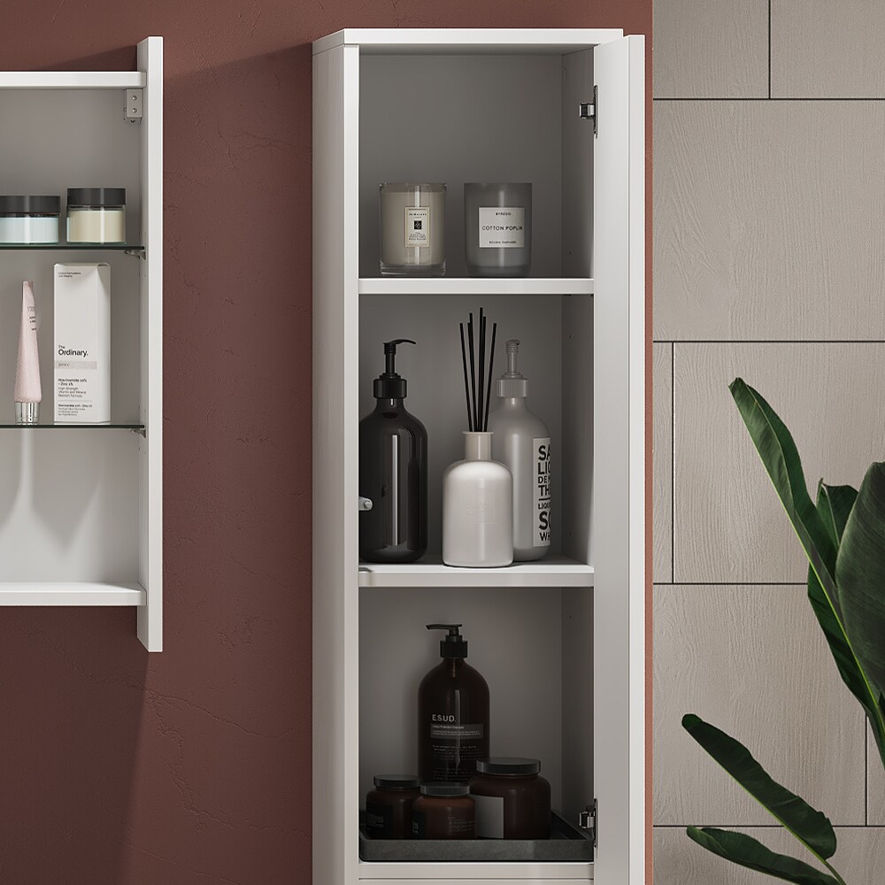 Vicco Hochschrank Badschrank Badezimmermöbel Majest Weiß Hochglanz modern 30x192 cm Badkommode Badezimmer Schrank Badmöbel 2 Türen Fach