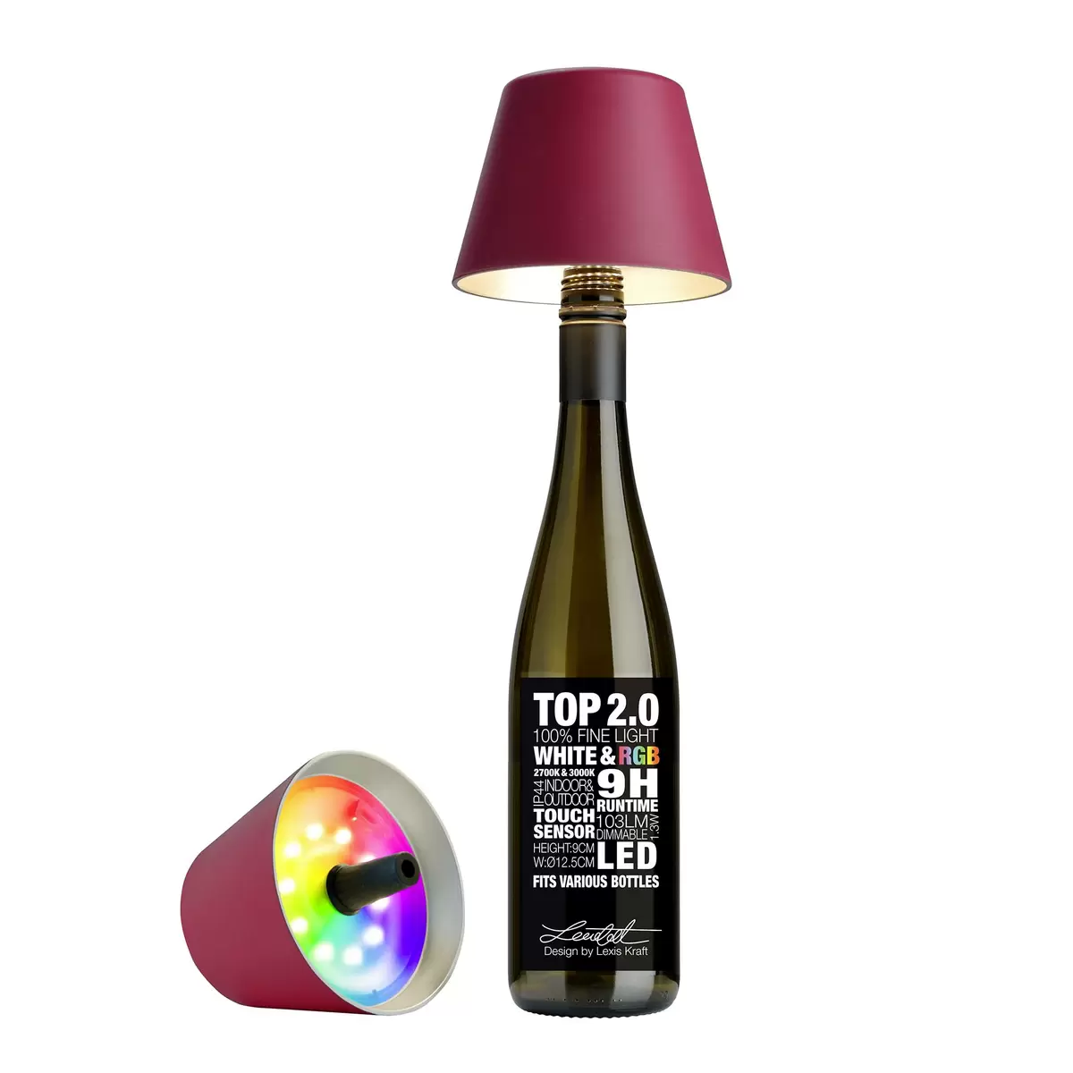 Tischleuchte Sompex Top Lampe 2.0 weinrot Rot