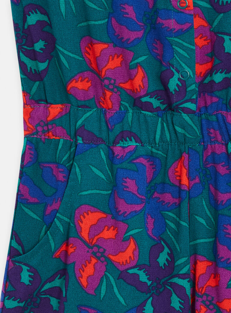 Combi-short verte à imprimé fleuri pour fille