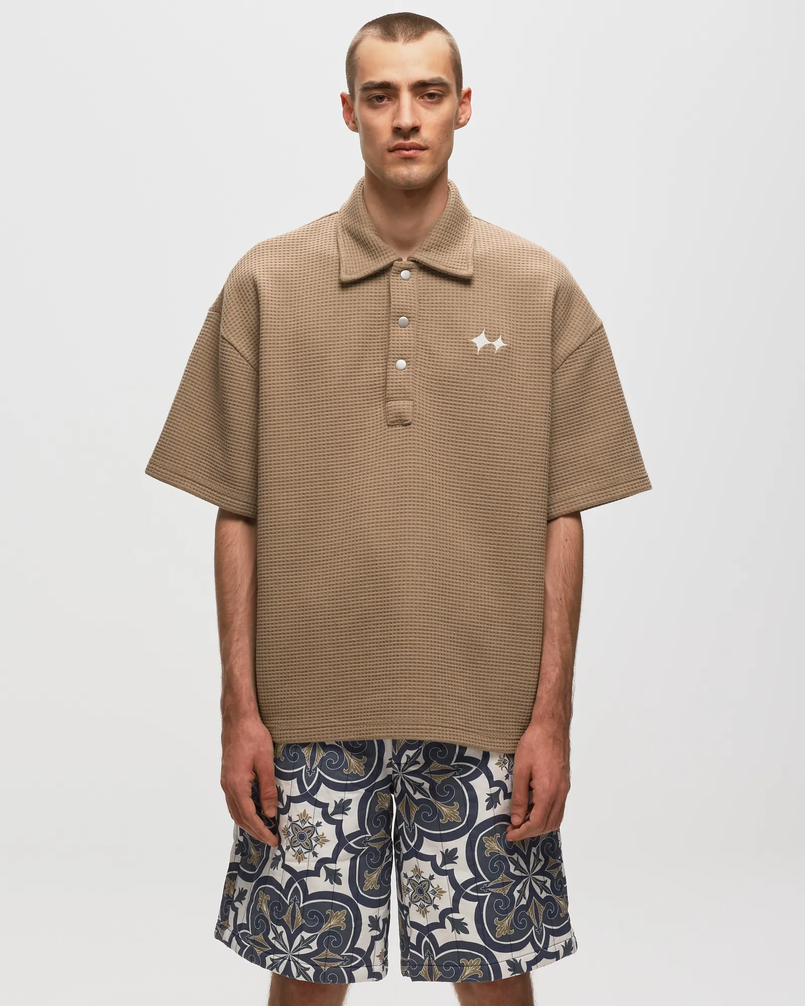 BSTN Brand Oversized Waffle Polo Shirt