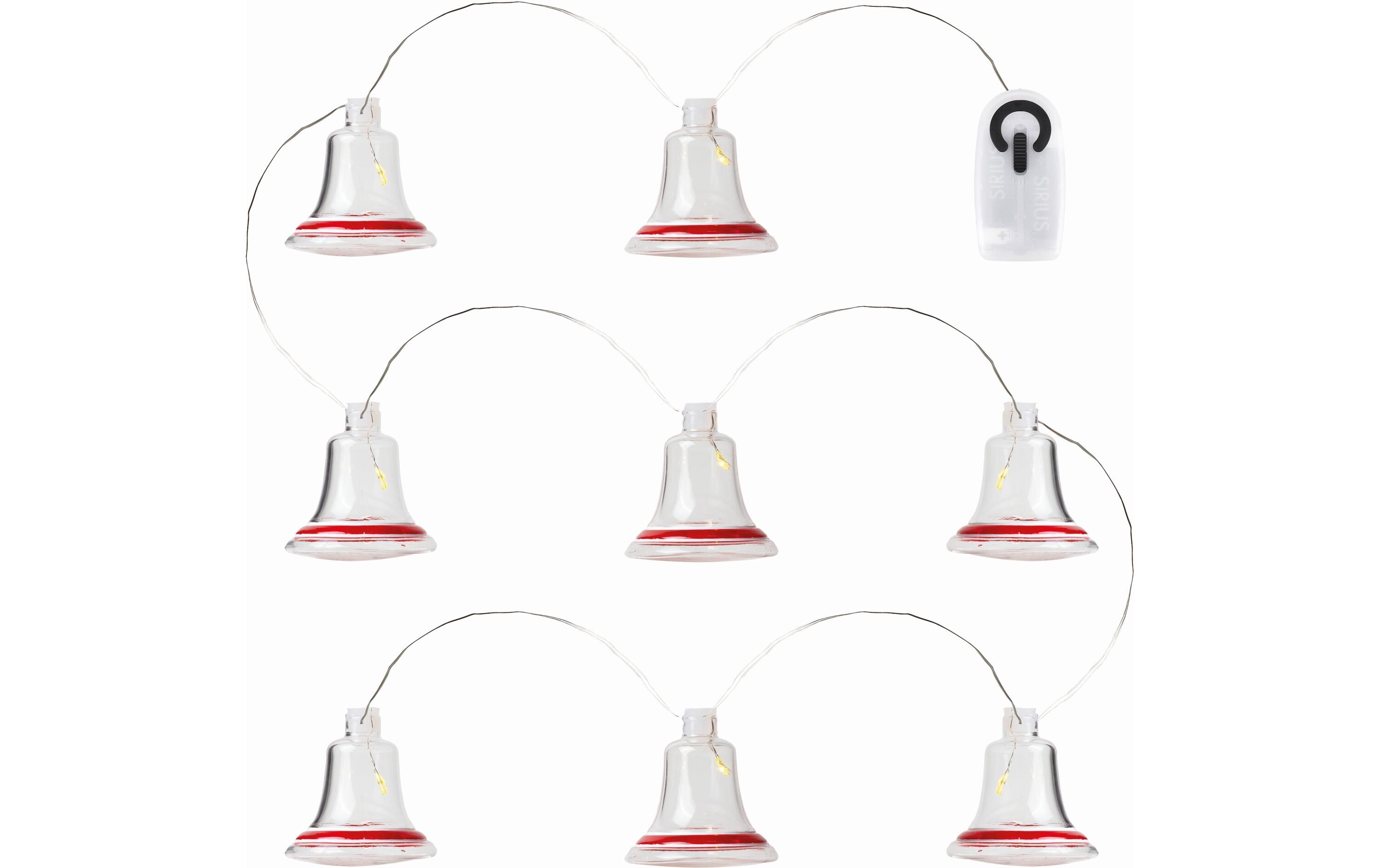 Weihnachtslichterkette Tiffany Glocke, 8 Lampen, RotLichterkette mit 8 Lämpchen aus Glas