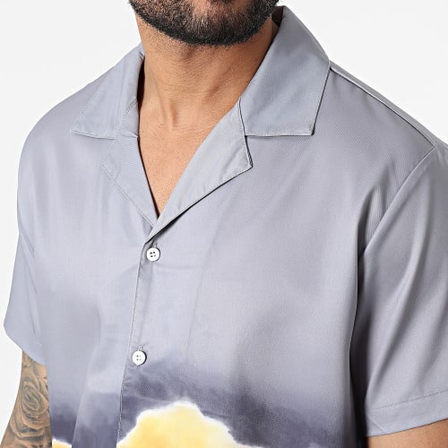 Chemise Manches Courtes Gris Bleu