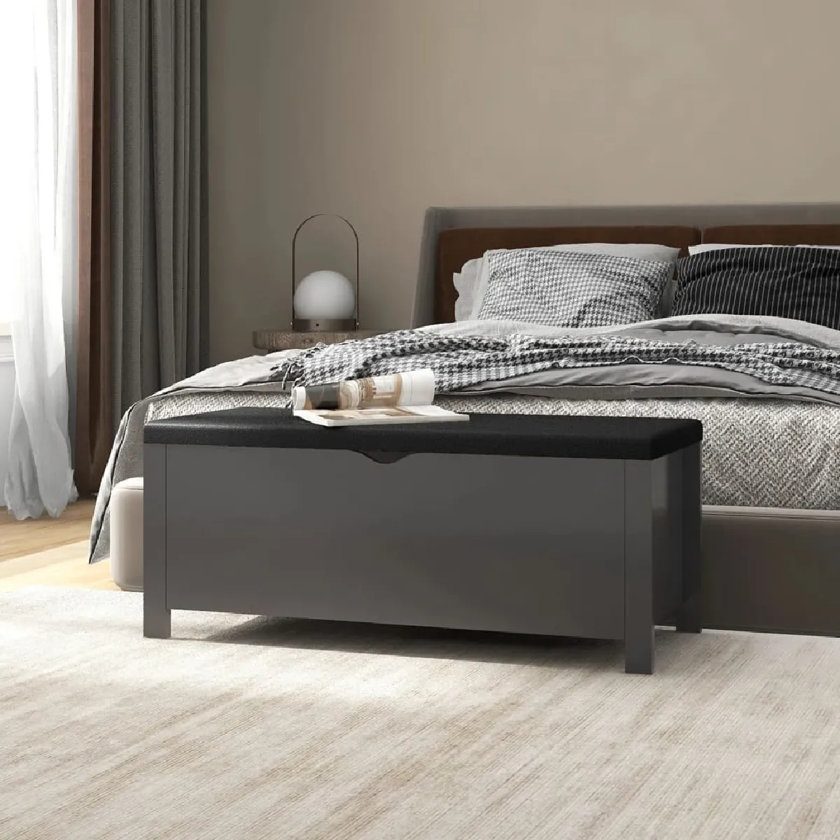 vidaXL Boîte de Rangement Gris