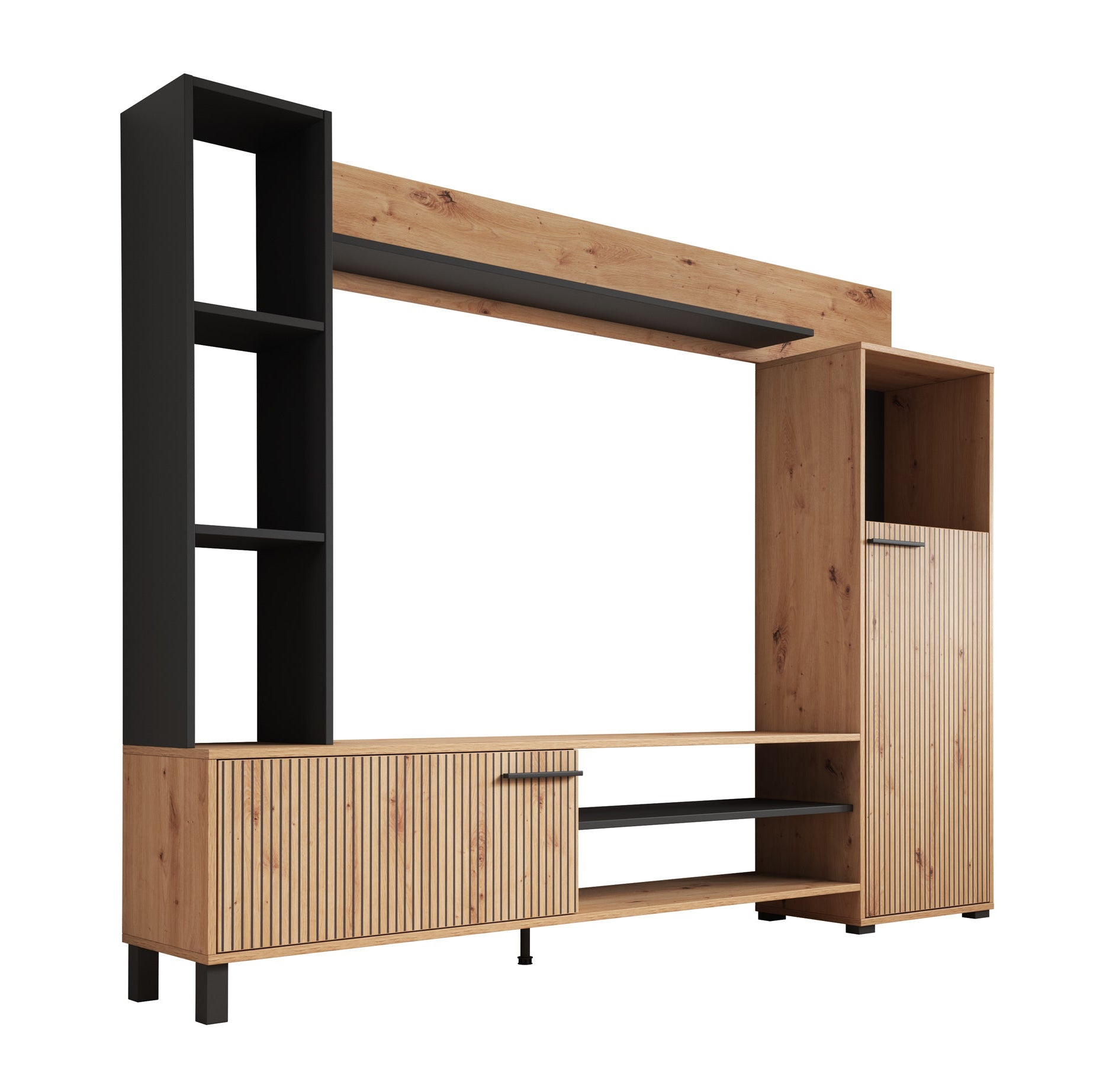 Ronald - Wandmeubel - Eiken - 208x33x157 cm