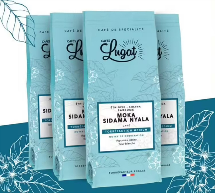 Café moulu : Ethiopie - Moka Sidama Nyala - 4 x 250g - Cafés Lugat