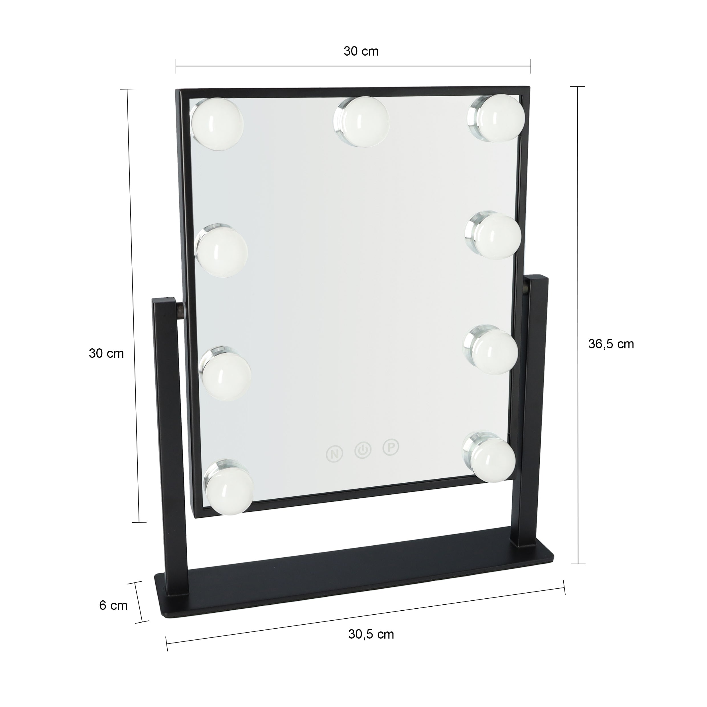 LYVION Make-up spiegel met led bulbs zwart