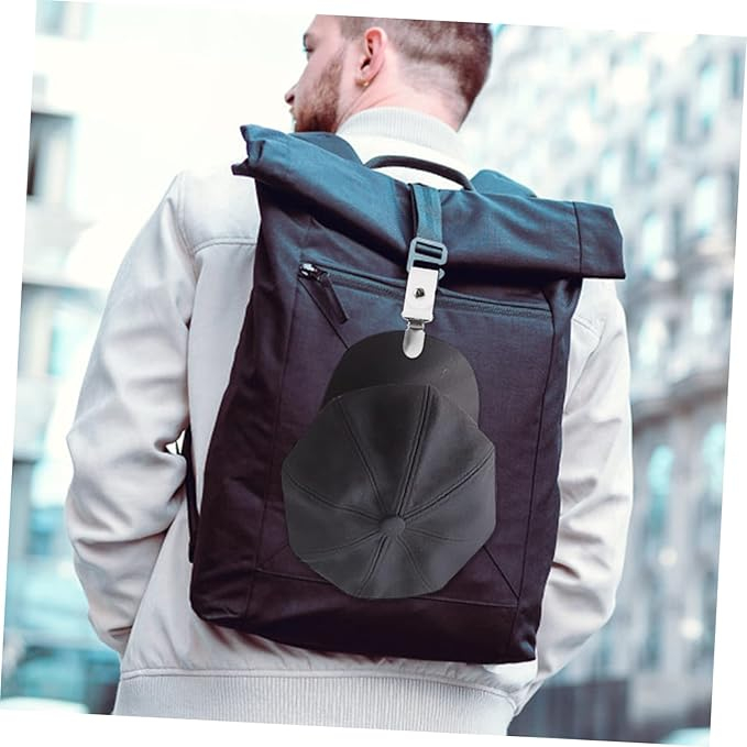 Leder Hut Clip Befestigungs Klammer Reise Kopfbedeckungs Halterung mit Druckknopf - Braun