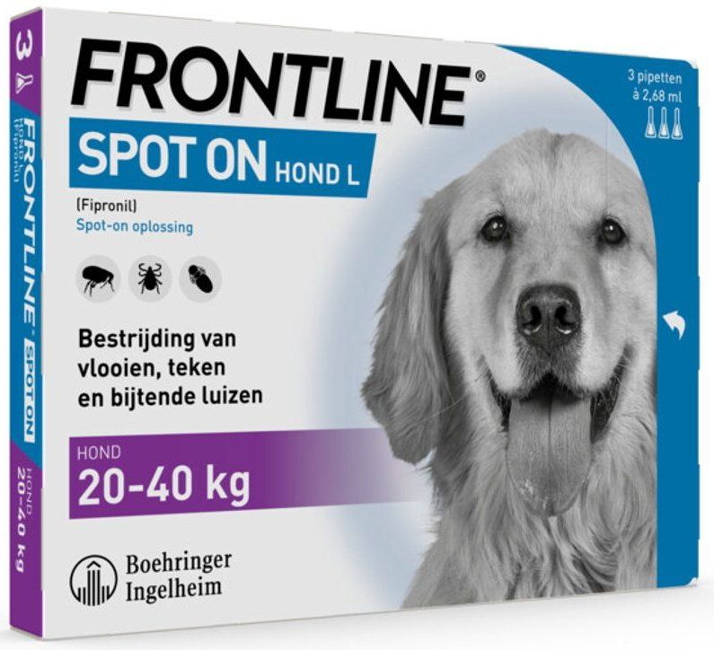 Frontline - Spot On Anti Vlooien en Teken Druppels Hond - 3 Pipetten