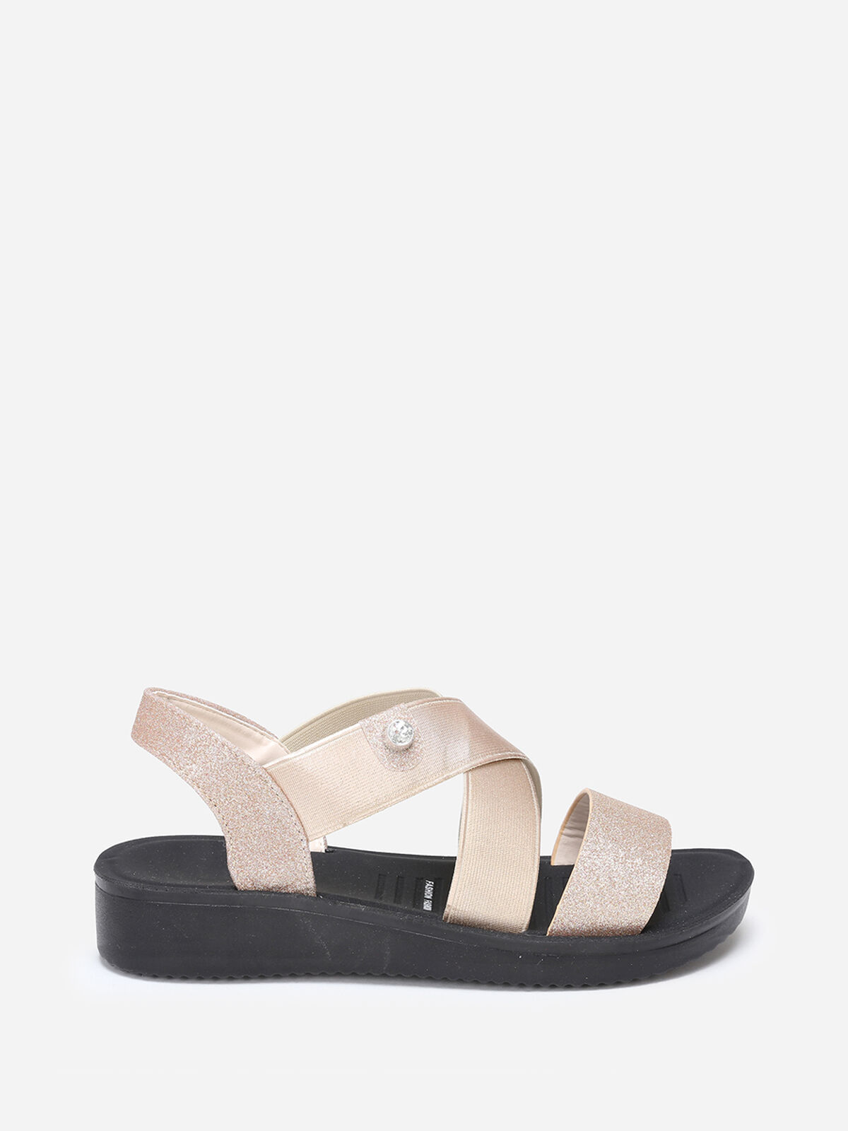 Sandales à brides élastiques et en simili- Doré rose