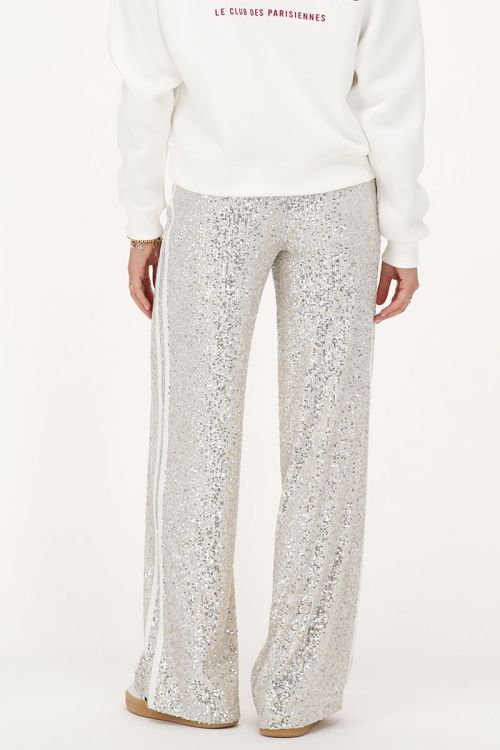 Wide leg broek met pailletten & tapes