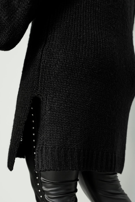 Long-Pullover, V-Ausschnitt mit Spitze