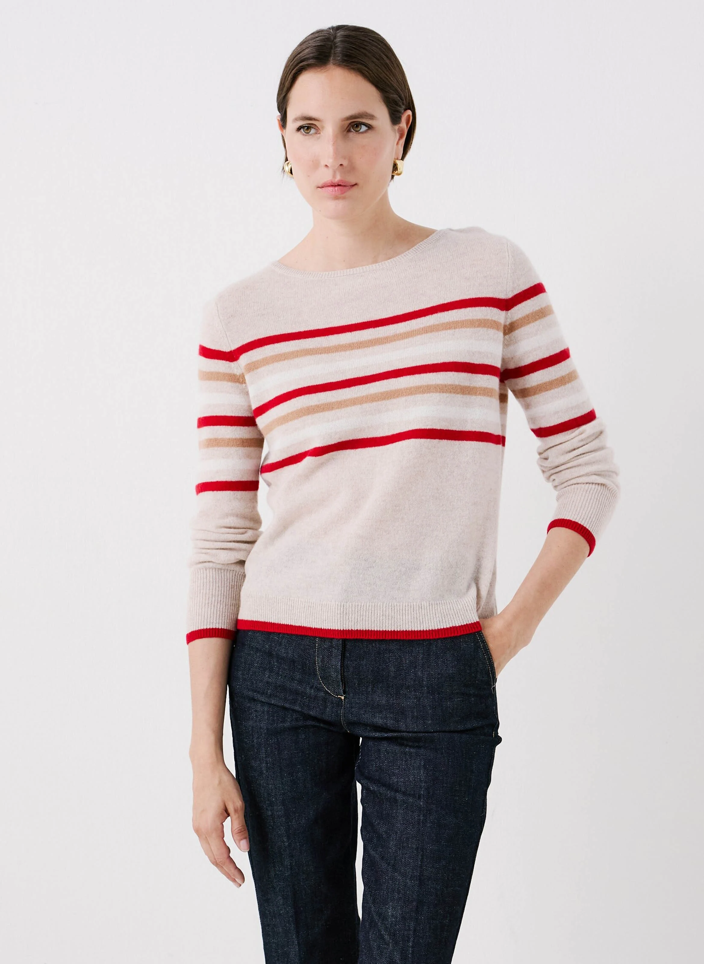 MZOELLA - Pull col rond en cachemire | Beige