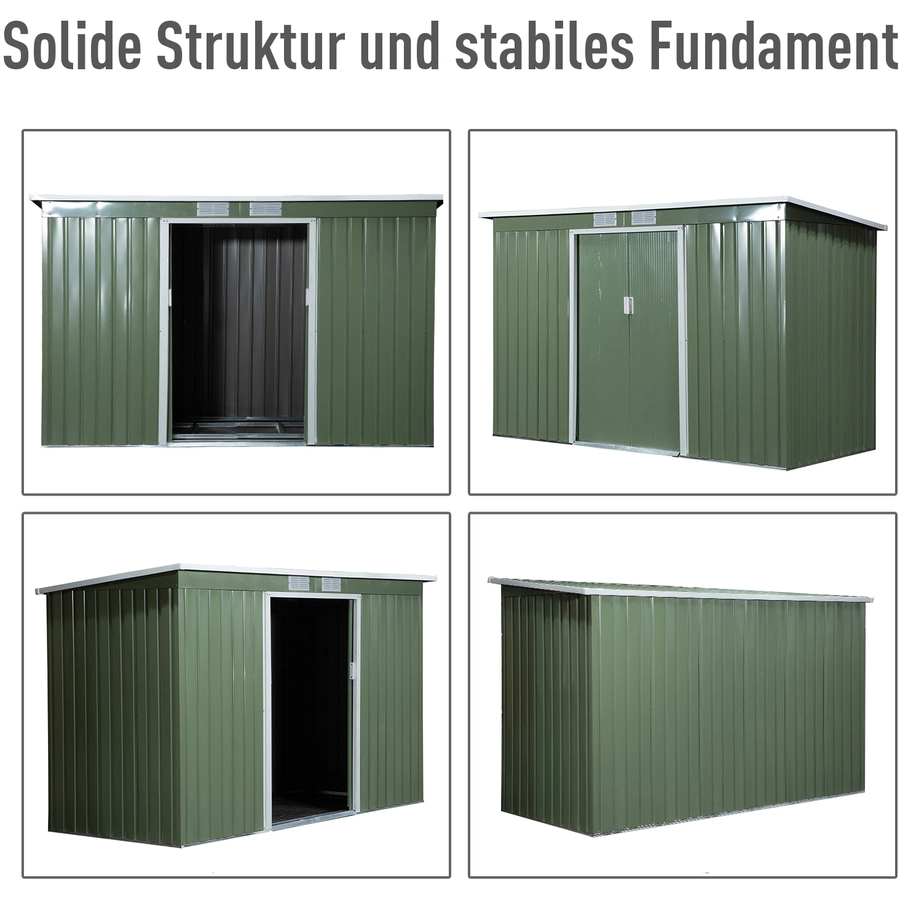 Outsunny Geräteschuppen mit Schiebetür grün