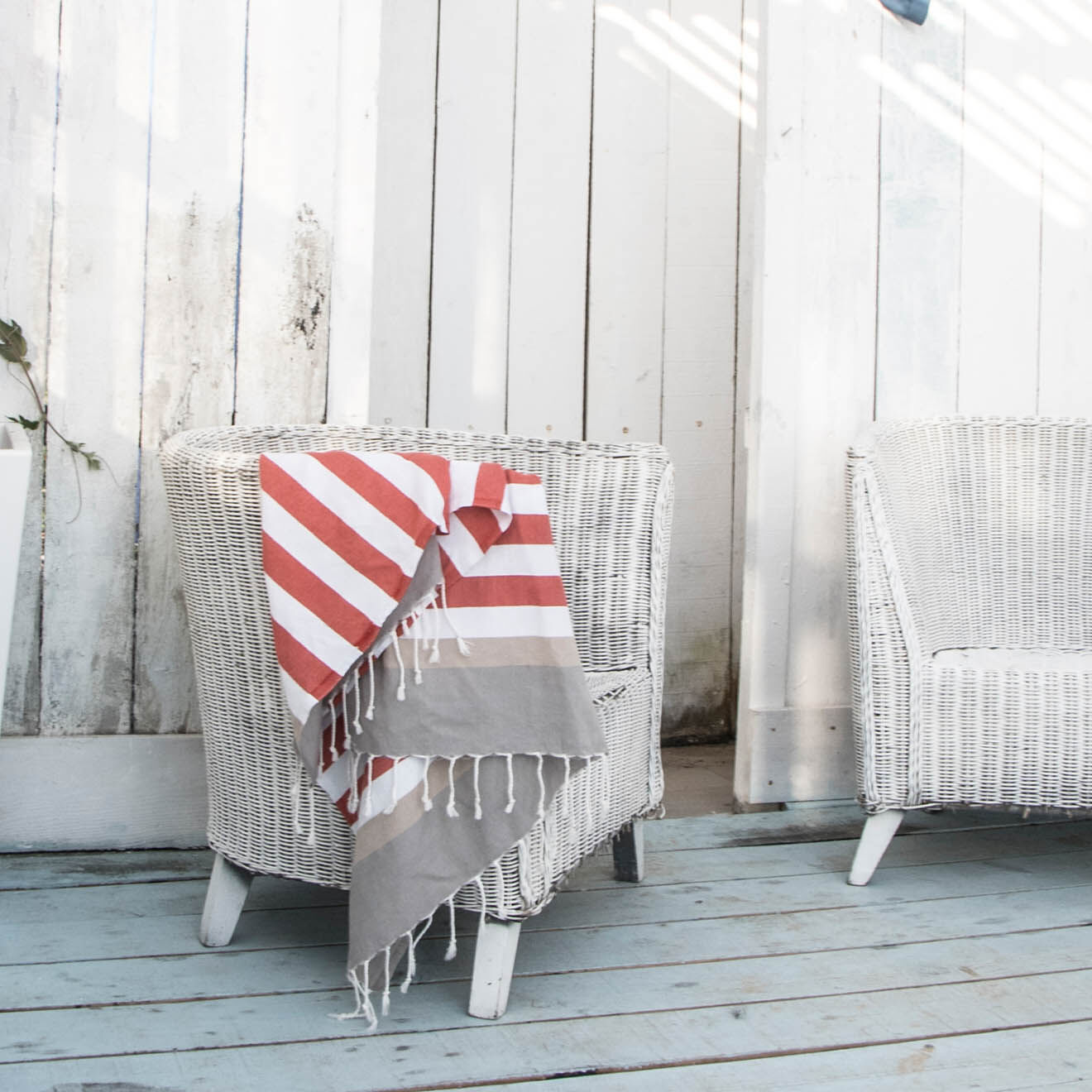Febronie Fouta Arcachon terracotta/blanc/taupe clair/gris perle - 100x200 cm