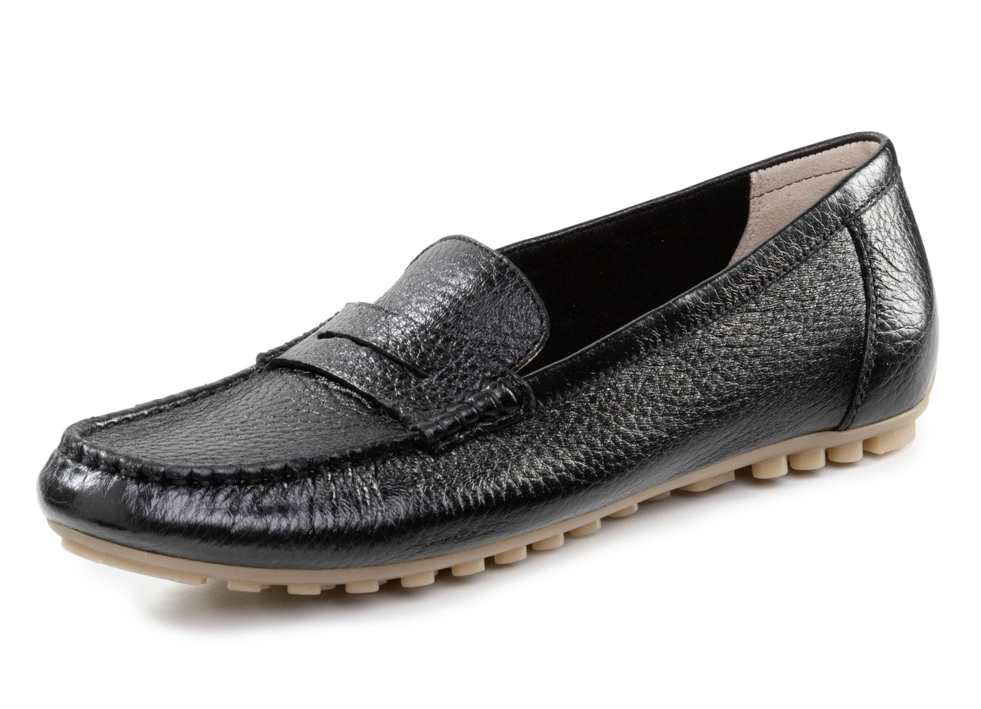 ELENA EDEN Mokassin-Slipper aus weichem, genarbtem Hirsch-Nappaleder