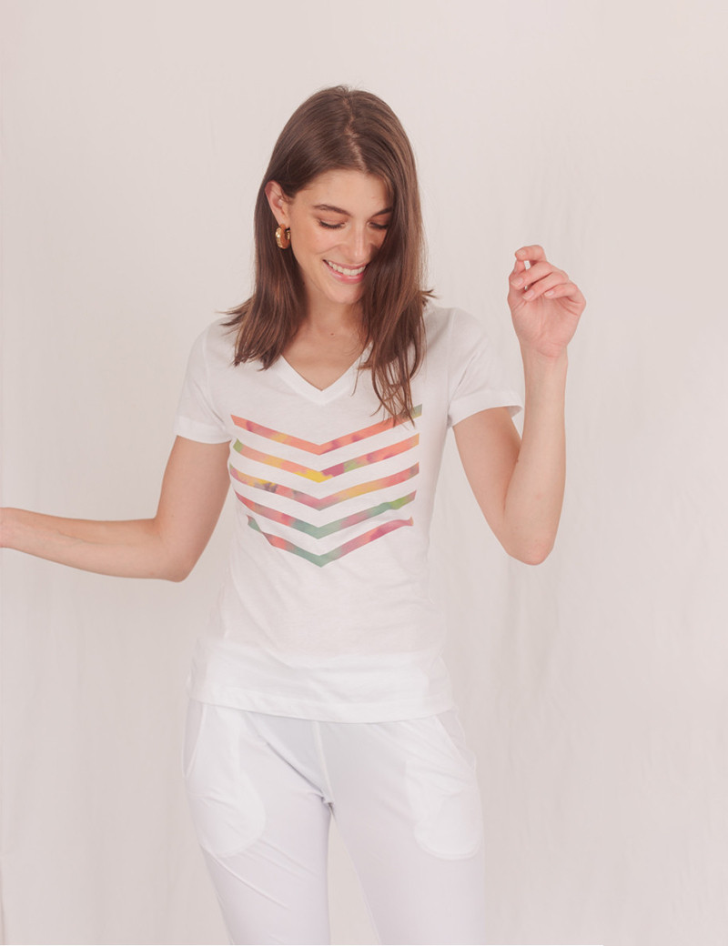 HBT TOP HAILEY BLANC CHEVRON TIE&DYE