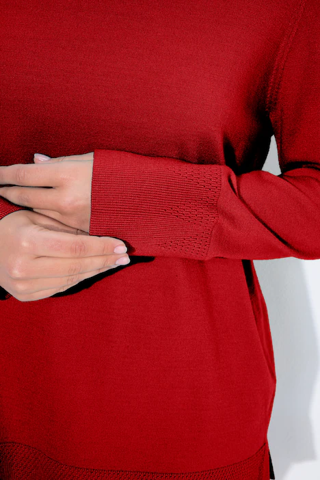 Rollkragenpullover, breite Rippbündchen, Langarm, salsa