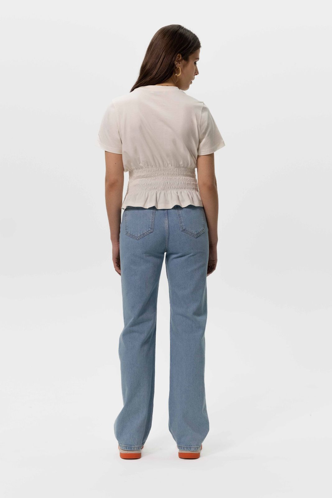 Wit T-shirt met smock details