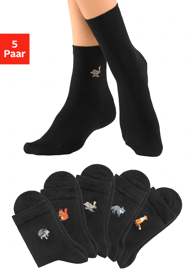 H.I.S Socken Packung, 5 Stk. tlg. mit hochwertiger Stickerei