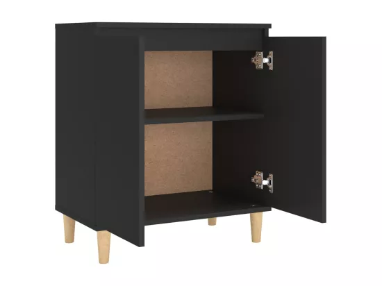 Buffet avec pieds en bois massif Noir 60x35x70 cm Aggloméré