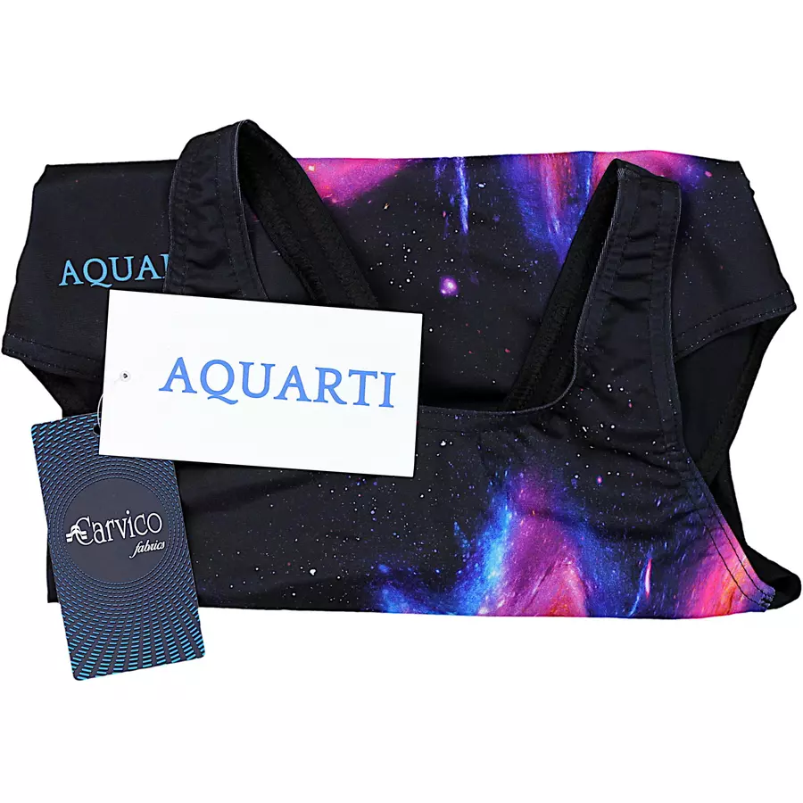 Aquarti Mädchen Badeanzug Chlorresistent Muscleback Wassersport schwarzgelb