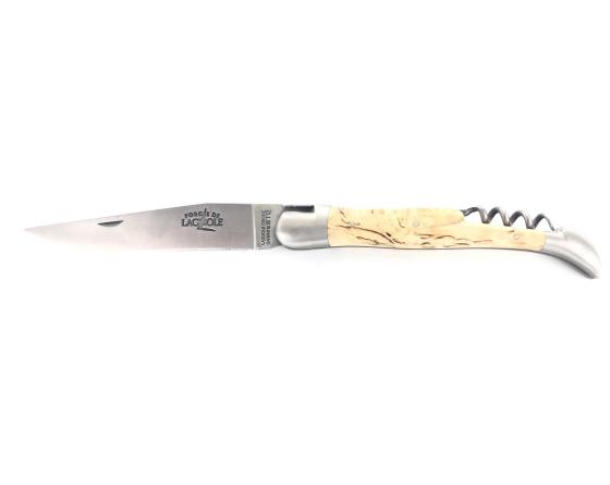 Laguiole Tradition 12 cm - 2 mitres - 2 pièces - Bouleau Madré Couteau de Poche Forge de Laguiole
