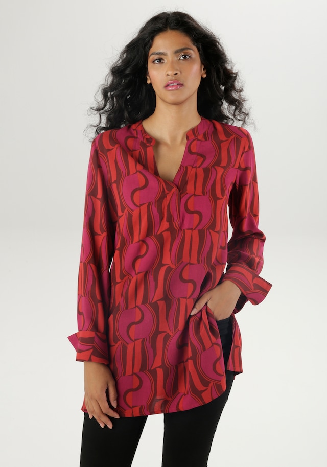 Aniston SELECTED Longbluse , mit asymmetrischem Saum und extra langen Manschetten